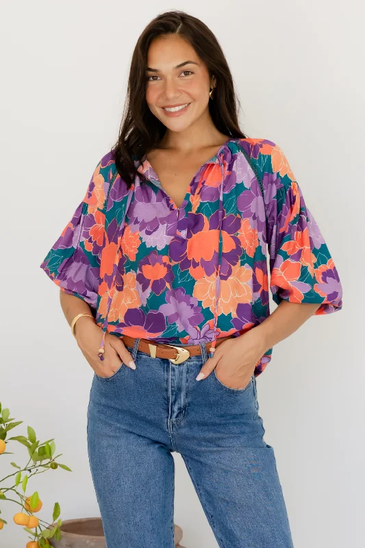 team graphic shirts -Angela Blouse Milan Floral Print