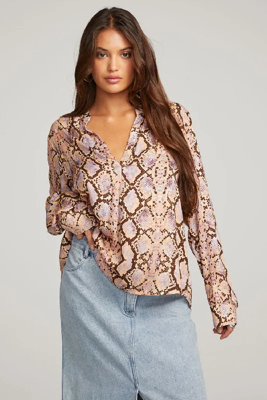 curry bold blouses -Denver Python Print Blouse