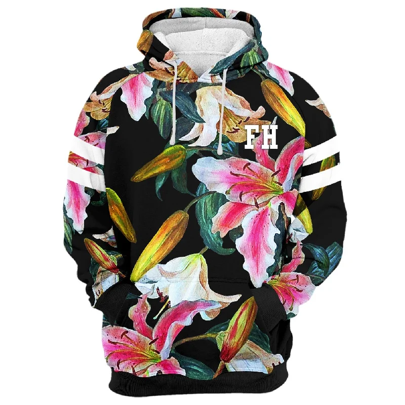 bomber hoodie men rugged -Lily Blossom Hoodie