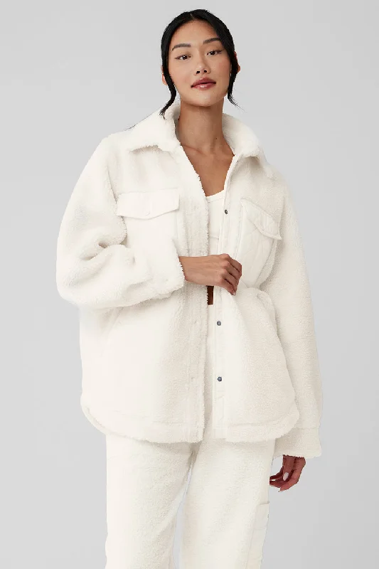 opal jacket cool hue -Sherpa Edge Shacket - Ivory