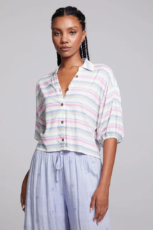 crimson flowy shirts -Sofia Positano Stripe Blouse