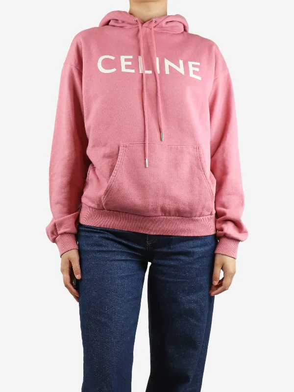 hoodie women sage green -Pink graphic logo hoodie - size S