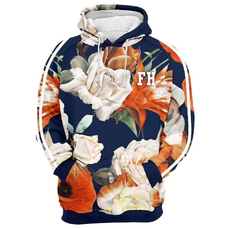 hoodie with adjustable hood -Rose Blossom Hoodie