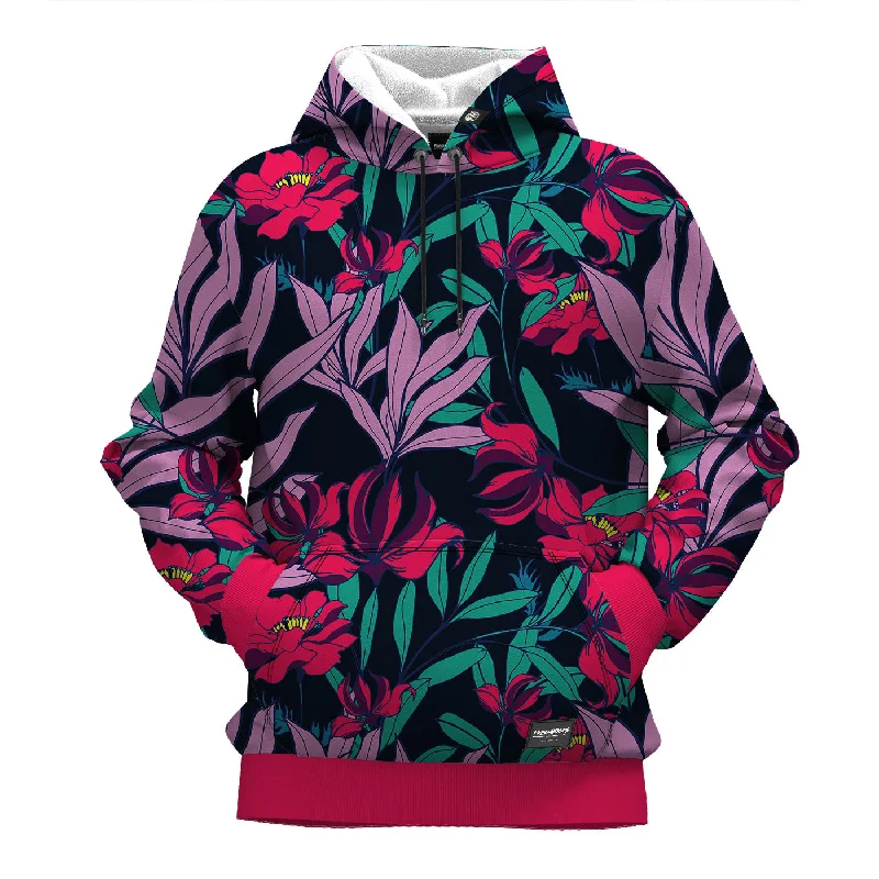 cyan hoodie vibrant shade -Bright Night Blossom  Hoodie