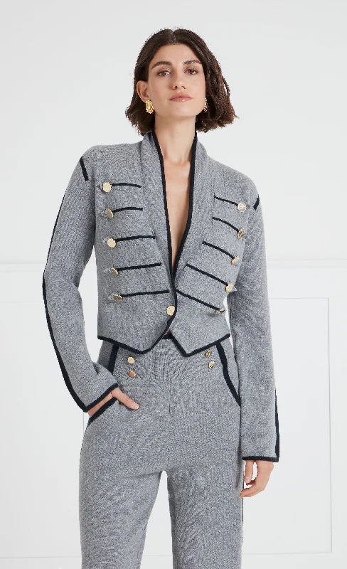 jacket with beaded trim -Armina Knit Jacket - Grey