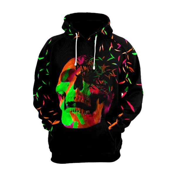 tie-dye hoodie artsy style -Faded Skull Hoodie