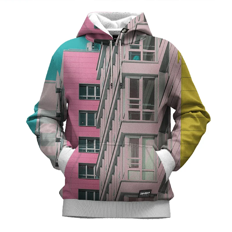 hoodie women soft fuchsia -BUILDINGS Hoodie