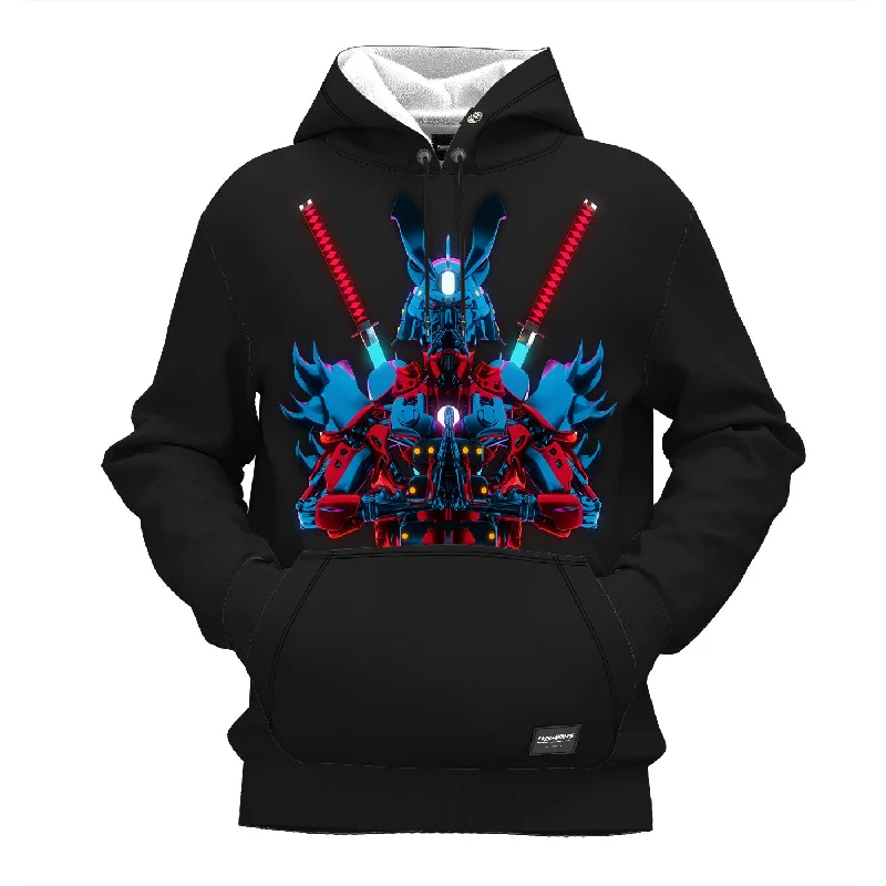 hoodie with flared hemline -Cyber Samurai Hoodie