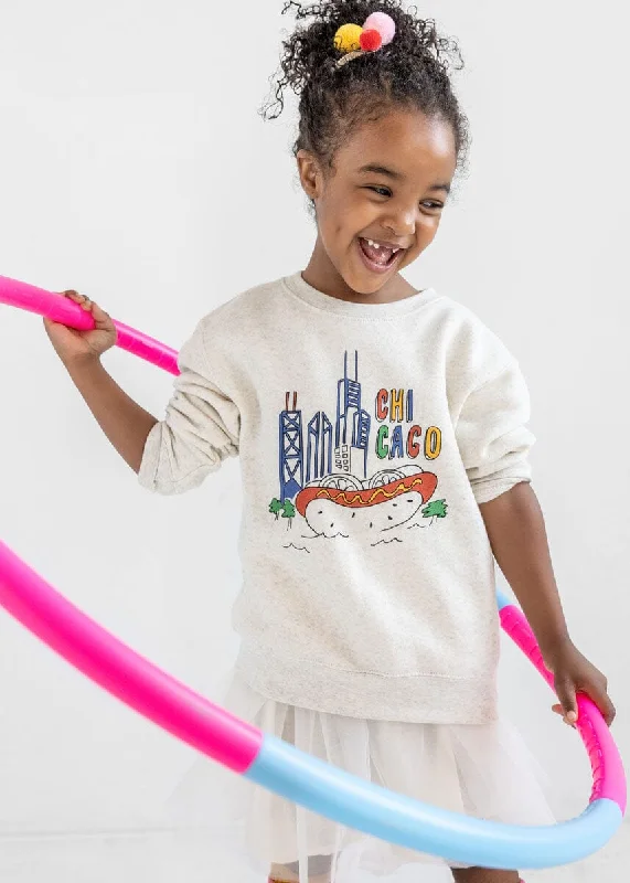 lightweight bamboo sweatshirts breezy -Chicago Fun Toddler Sweatshirt - Heather Natural