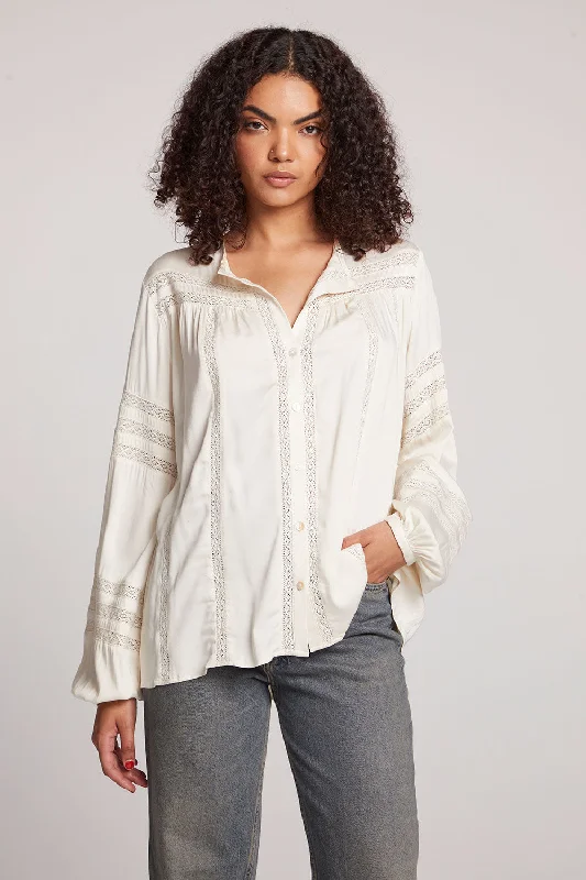 form silk blouses -Rozina Starry White Blouse