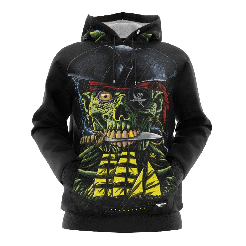 long hoodie relaxed fit -Pirate Zombie Hoodie