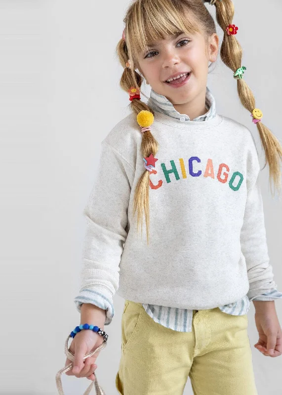 sweatshirts with drop hem -Sweet Home Chicago Toddler Sweatshirt - Heather Natural