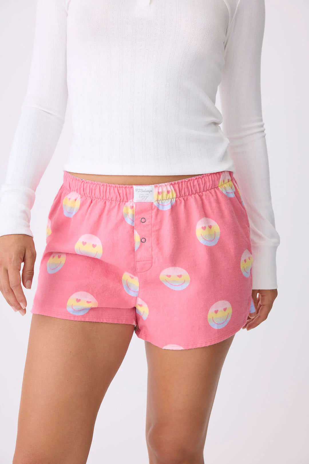 flared trim shorts -PJ Salvage Happy Face Shorts