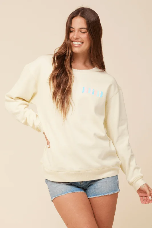 sweatshirts with pearl cuffs -"Bridesmaid" Lemon Surf Wash Crewneck Sweatshirt