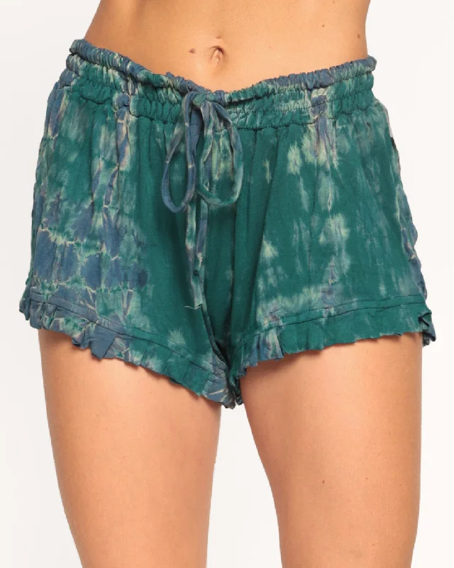 gathered hem shorts -Free Spirit Tie Dye Shorts