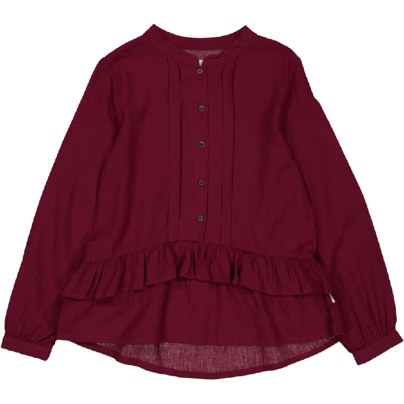 rolled hem blouses -Blouse Peggy - red plum