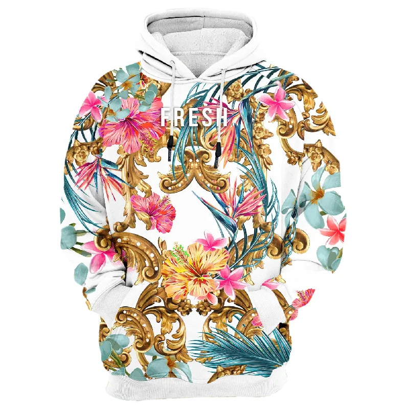 patterned wool hoodie catchy -Hidden Hibiscus Hoodie