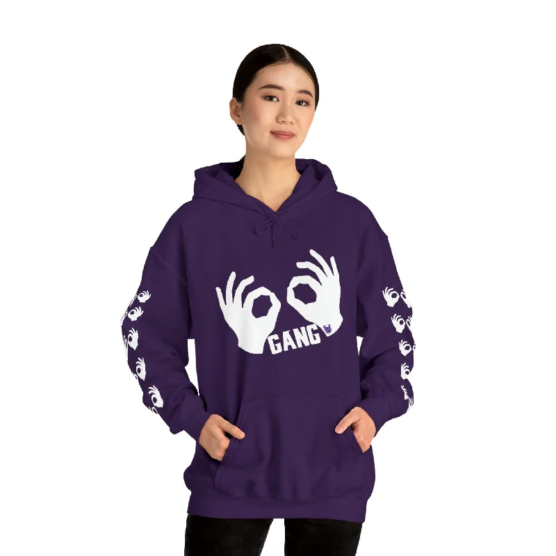 hoodie with geometric print -Unisex Heavy Blend™ Hooded Sweatshirt - Griddy Gang + Hands (Sleeves)