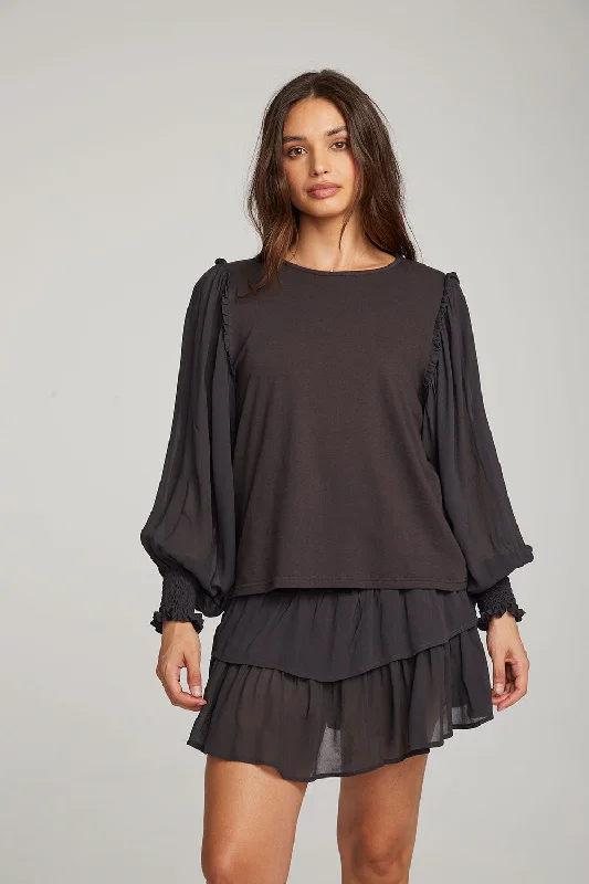 ruby flowy blouses -Clyde Licorice Blouse