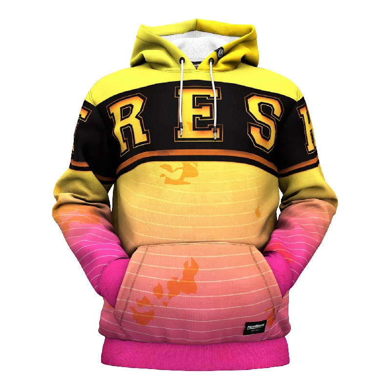 hoodie with flared hemline -Yellow To Pink Hoodie