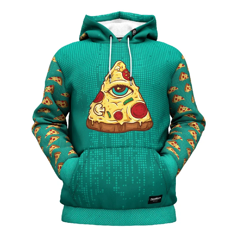 hoodie women soft turquoise -All Seeing Pizza Hoodie