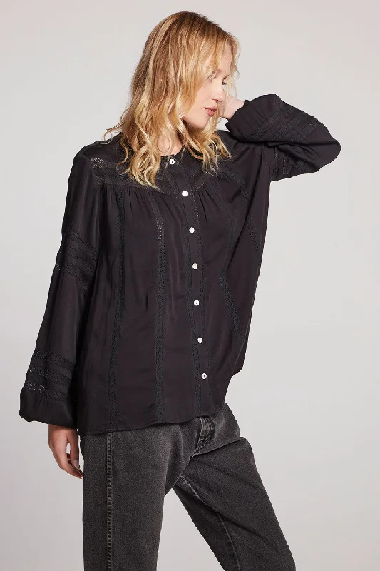 keyhole weave blouses -Rozina Licorice Blouse