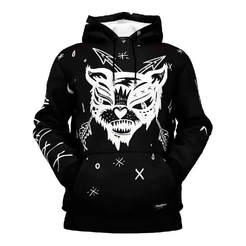 hoodie women deep tangerine -Angry Cat Hoodie