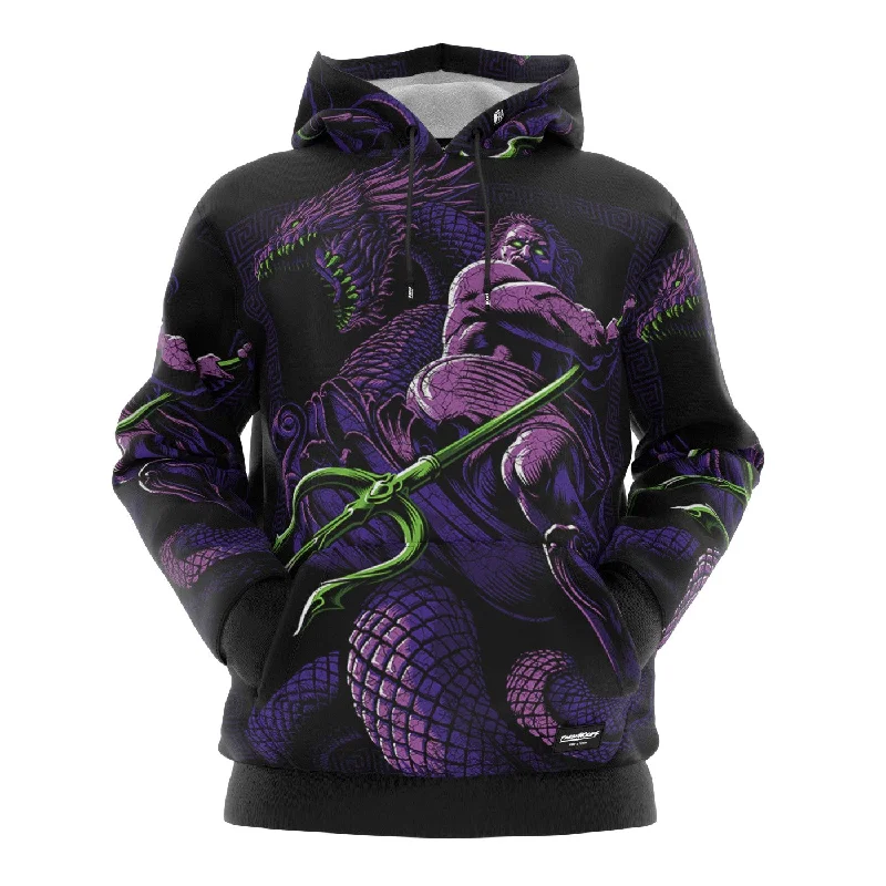 hoodie with floral patches -Poseidon Dragon Hoodie