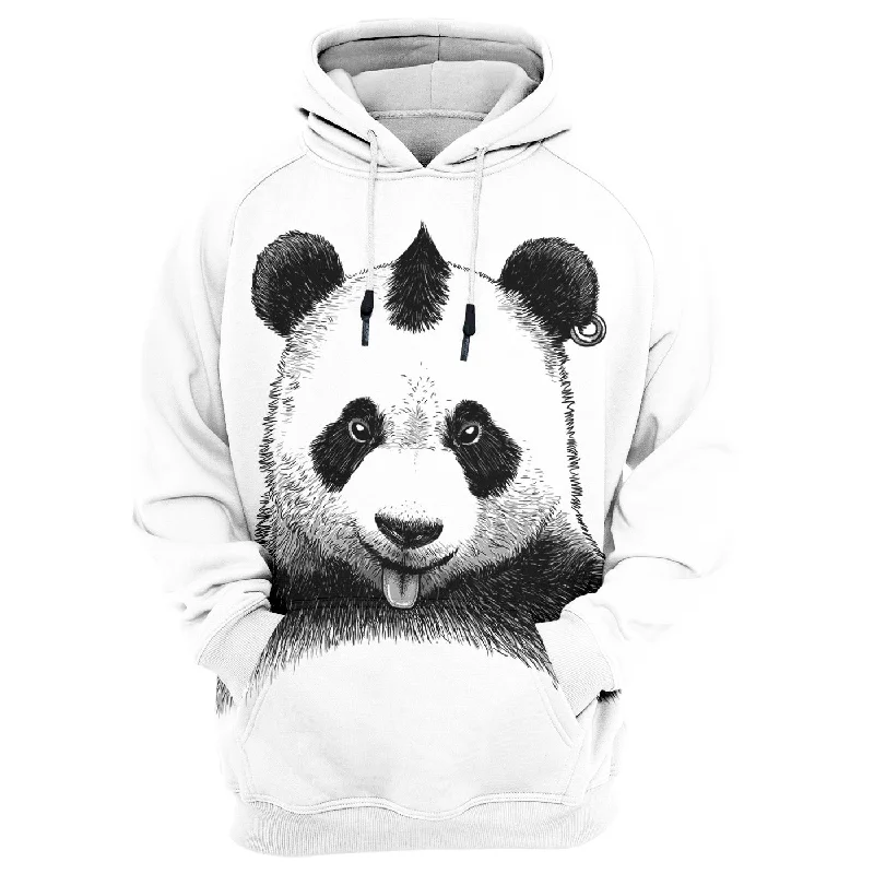 cotton-blend hoodie breathable -Punk Panda Hoodie