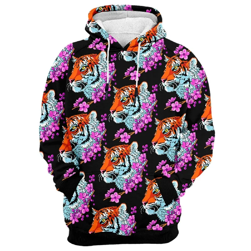 textured flannel hoodie tactile -Tiger Sakura Hoodie