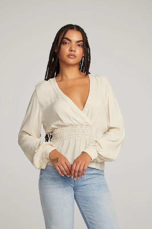 spearmint utility blouses -Liberty Bark-White Blouse