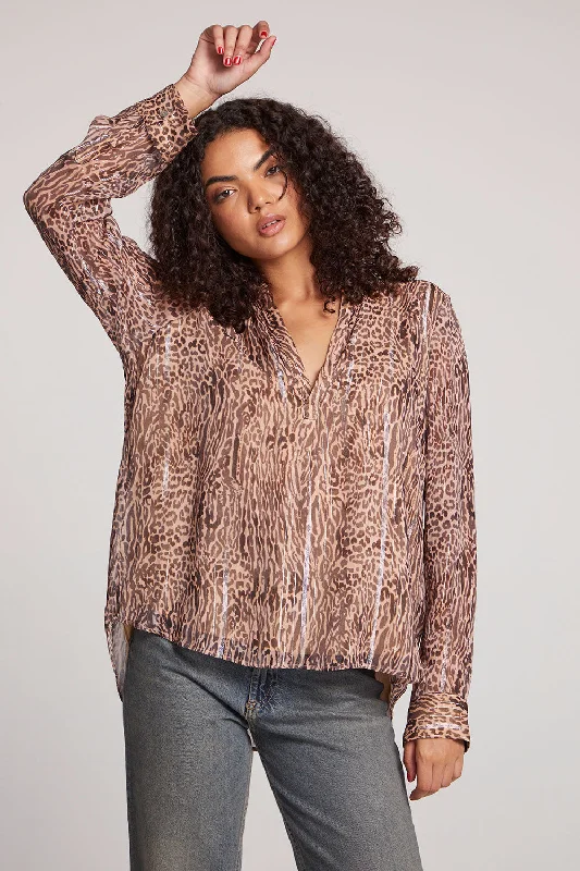 wide pattern blouses -Denver Classic Leopard Blouse