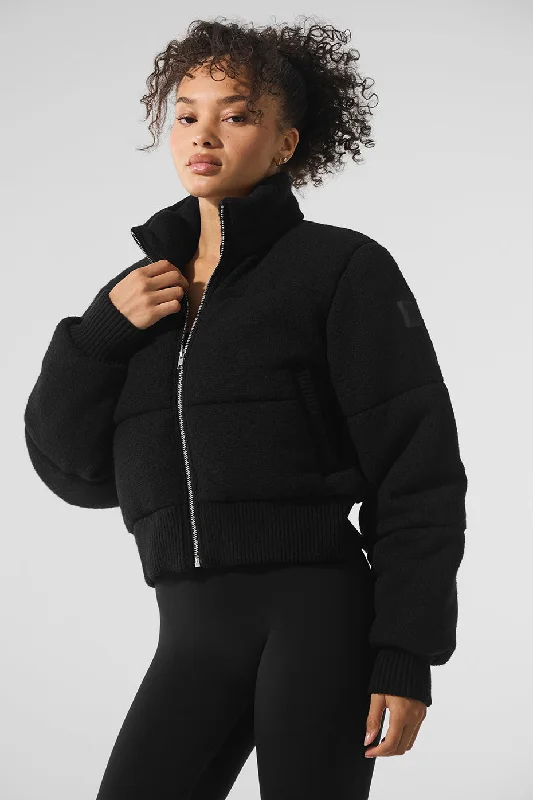 hemp jacket women eco -Darling Sweater Puffer - Black