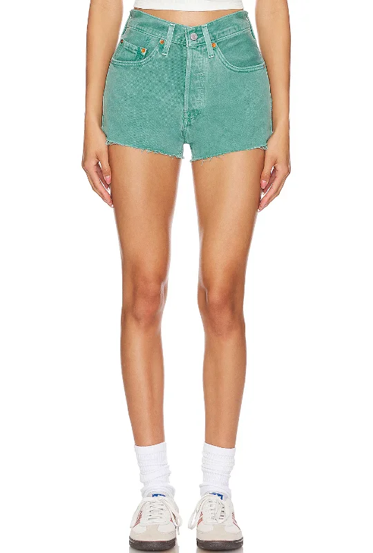 long grid shorts -Levi 501 Original Green Short