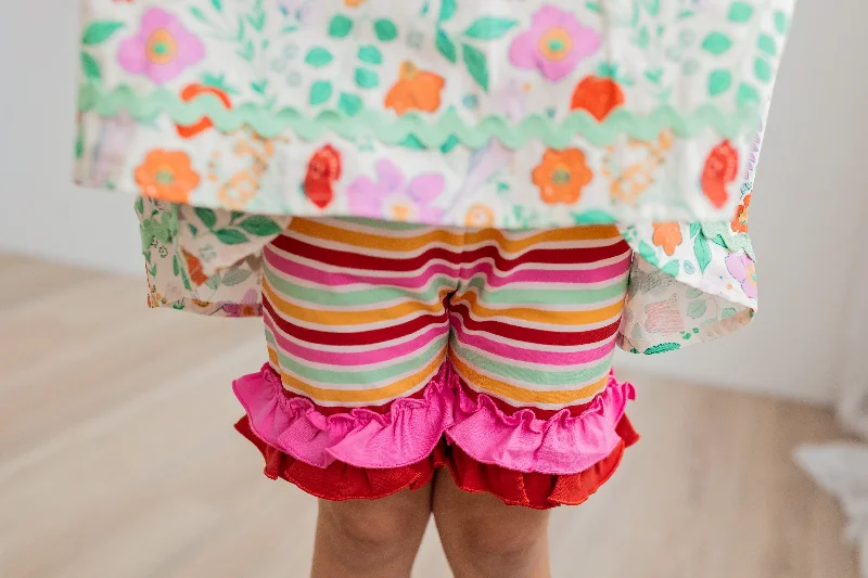 team graphic shorts -Spring Fling Ruffle Shorties