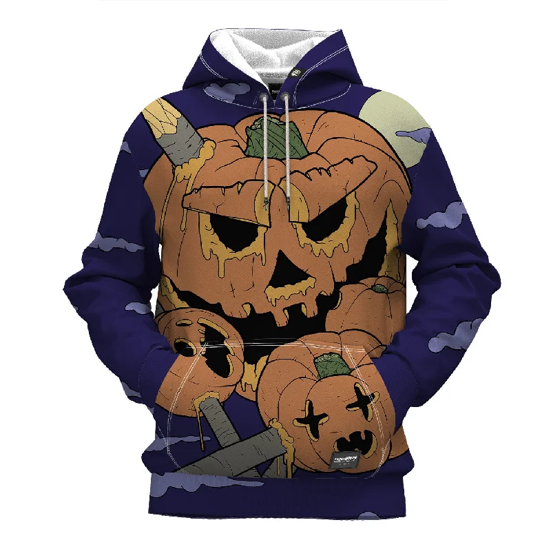 hoodie with drop hem -Zombie Pumpkin  Hoodie