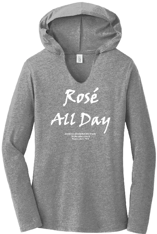 cotton-blend hoodie breathable -Rose All Day Perfect Tri Long Sleeve Hoodie