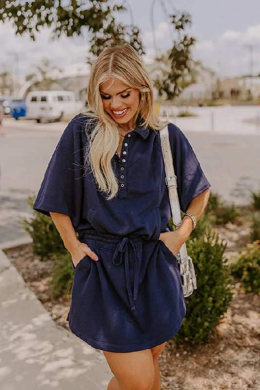 sweatshirts with lace trim -Casual Ease Sweatshirt in Navy Curves