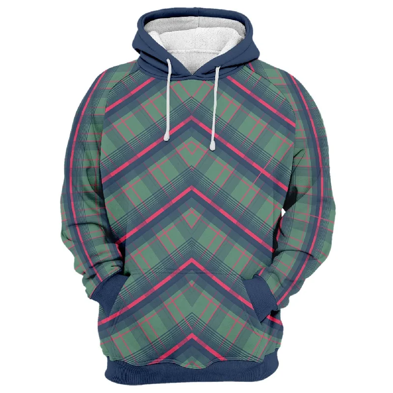 hoodie women soft sage -Mid Plaid Hoodie