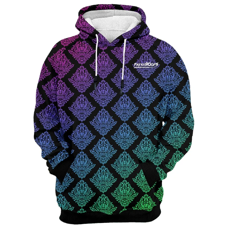 hoodie women soft cerulean -Baroque Grid Hoodie