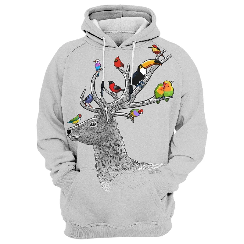 sherpa hoodie warm lining -Tropical Birds Hoodie