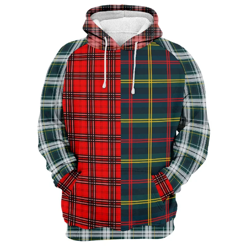 hoodie with slit cuffs -Plaid Combined Hoodie