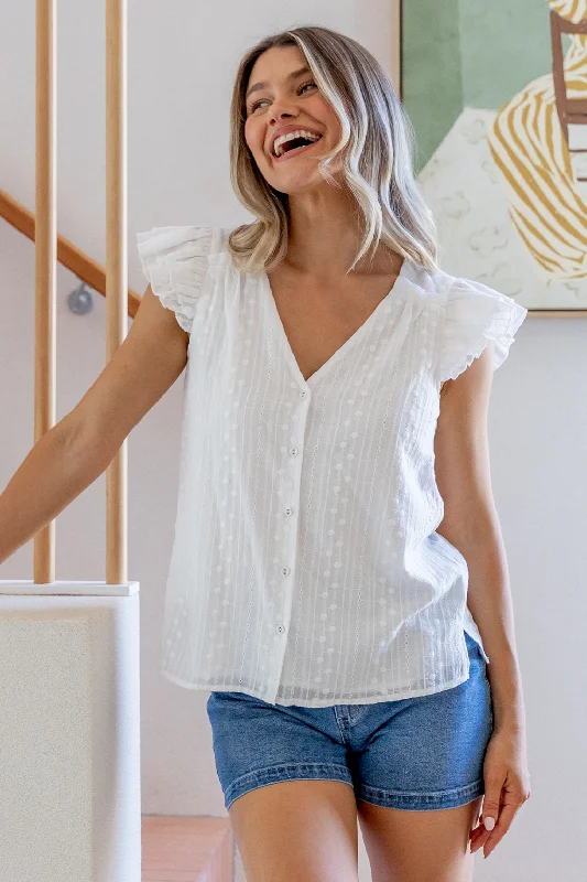 plus trim shirts -Orla Broderie Anglaise Blouse White