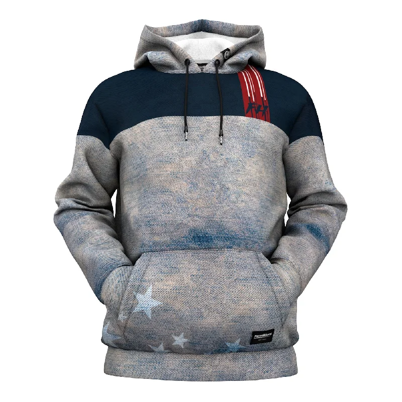 short hoodie urban edge -Starry Denim Hoodie