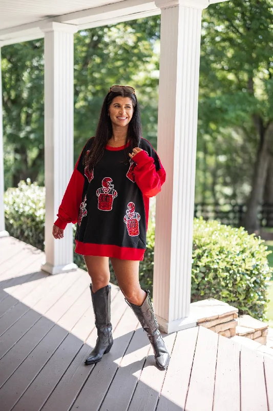 sweatshirts women rich coral -Sequin Uniform Black Gameday Sweatshirt