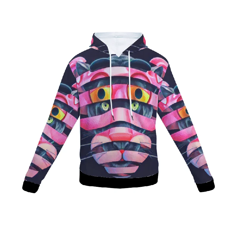 hoodie with ribbed hemline -Customizable Unisex All Over Print Plush Hoodies with Pockets