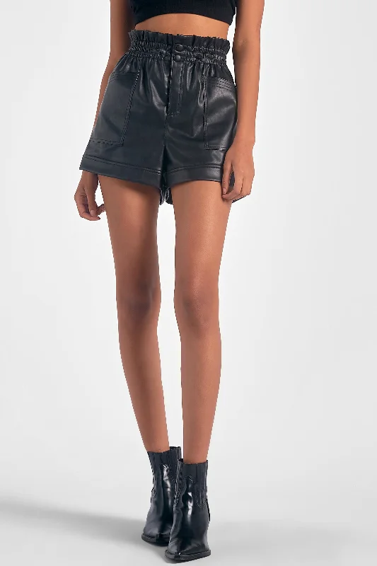 coal black shorts -Elan Faux Leather High Rise Shorts