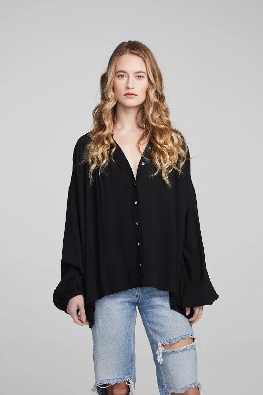 crisp weave shirts -Idol Shadow Black Blouse