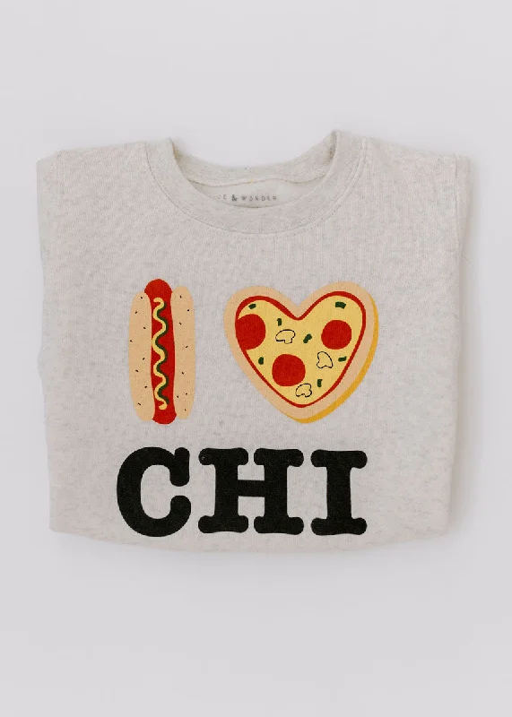 sweatshirts with satin hem -Hot Dog, Pizza, CHI Toddler Sweatshirt - Natural Heather