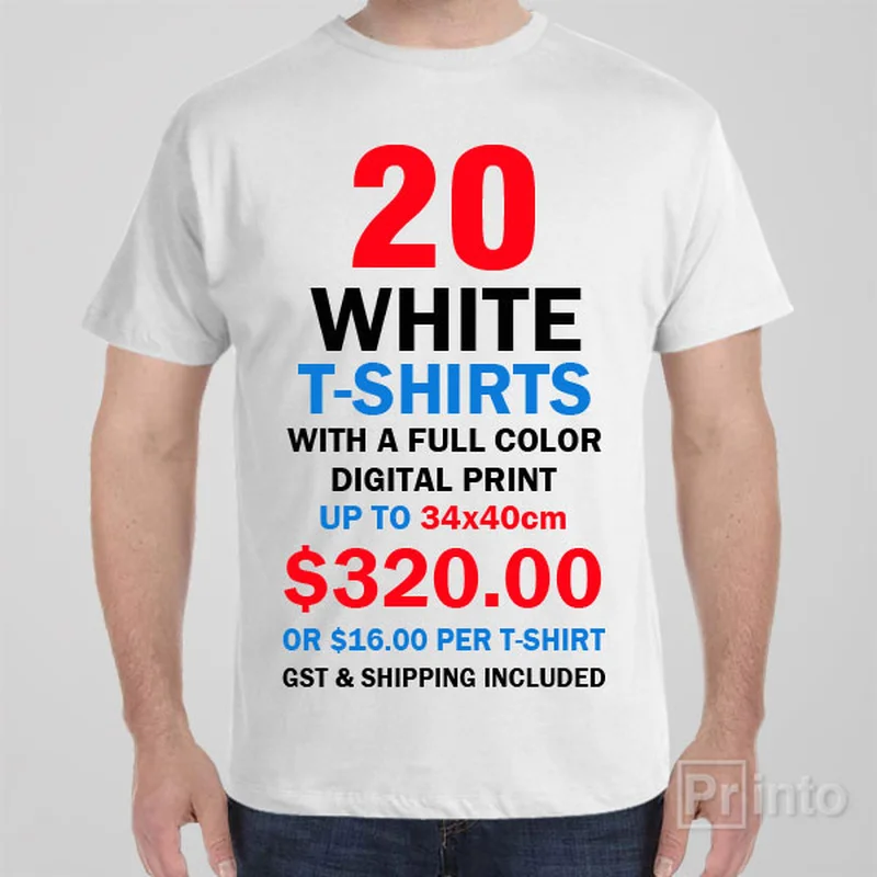 pair bold t-shirts -20 x White custom printed T-shirts